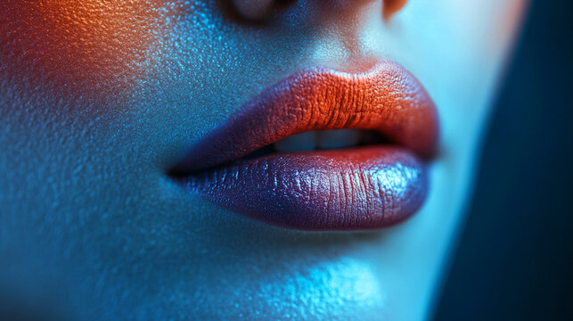 Lips whispering convey a color language of emotion symbolizing expression intimacy and communication representing the subtle power of gesture and the vivid spectrum of human feeling