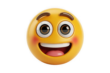 Fototapeta premium Joyful 3d rendered emoji character with bright cheeks and wide smile