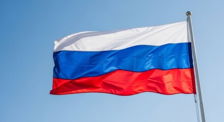 Fototapeta premium National flag against clear blue sky in Whisk 117882e4787e7dea335403fa0bbe7596dr. Global diplomacy and patriotism. Symbol for independence Day or national holiday.