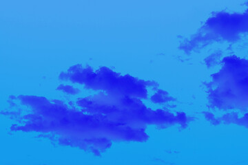Illustration of blue sky paint with clouds. Abstract background in blue.  Pollution and environment.