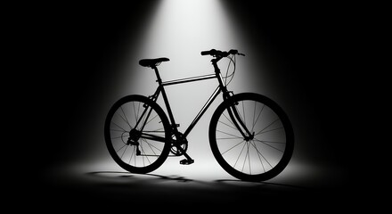 Bicycle in Spotlight Black and White.