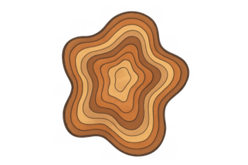 Abstract wavy layered topographic design with earthy brown and orange tones creating a groovy retro pattern