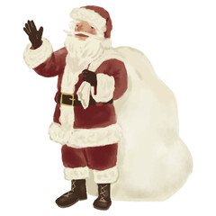 手を振るサンタクロース（水彩タッチ）のベクターイラスト