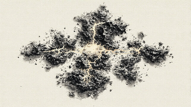 Minimal map composition with clean lines and simple shapes, emphasizing geographic structure and spatial relationships in a modern, abstract style.