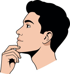 Man Thinking Profile View Simple Illustration