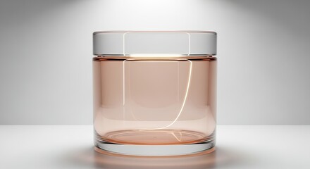 Clear Glass Jar with Minimalist Design and Subtle Liquid.