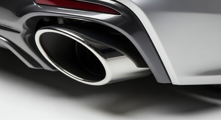 Close up of a shiny car exhaust pipe.