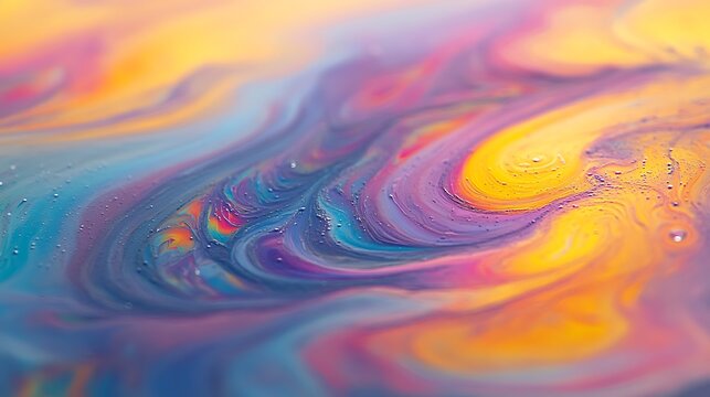 An abstract swirl of colors featuring yellow purple blue and orange in a fluid motion effect - Powered by Adobe
