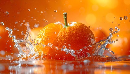 Vibrant oranges in a splash of water, creating a refreshing scene.