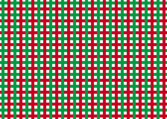 赤と緑色で構成された、シンプルなチェックのシームレスパターン。クリスマスデザインの背景やパッケージに最適。