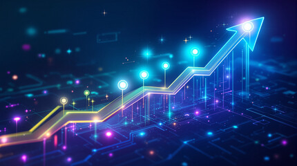 Visualize exponential growth with this stunning upward arrow on a modern tech background