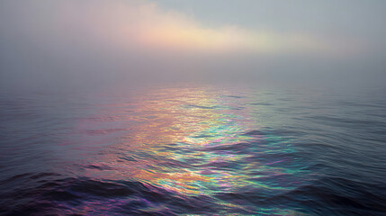 美しい虹色に光る雲と海のイメージ風景