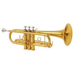 Obraz premium Yellow Brass Trumpet Isolated on Transparent Background