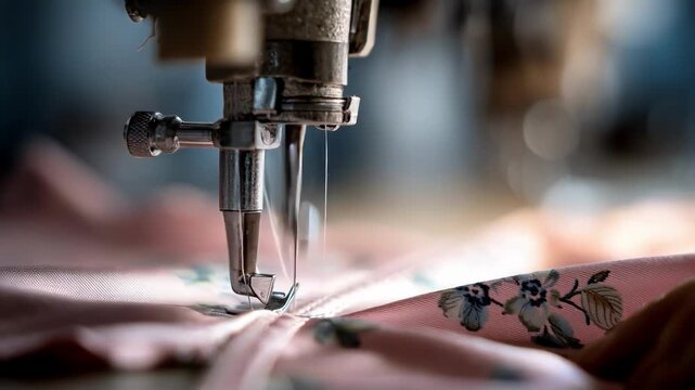 Thread and needle in motion as a tailor performs intricate stitching on a dress showcasing minor yet essential clothing alterations for perfect fit.