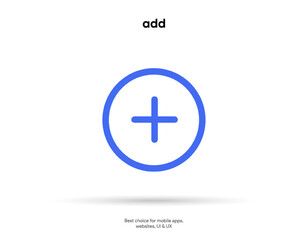 Minimal add button icon. Gray plus sign inside a light circle. Flat vector for UI and UX. For apps web and mobile interfaces. Isolated scalable editable.