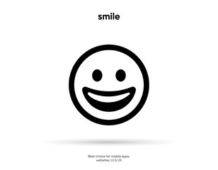 Smiley emote. Smiling face icon. Cute smile sign. Happy emotion symbol. Emoticon symbol sign. Vector illustration eps10