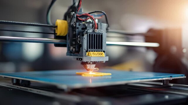 Medium shot of a 3D filament printer performing a precise calibration check for smooth accurate extrusion and consistent layer alignment in a modern workshop.