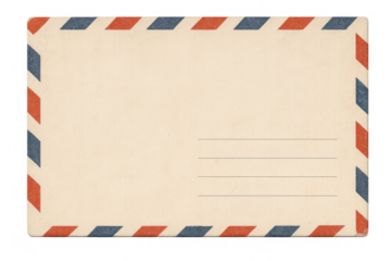 Vintage airmail postcard background with space for text, blank retro communication art, transparent background