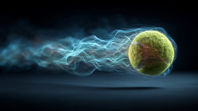 A tennis ball captured mid-bounce with motion blur symbolizes precision speed and athletic performance representing energy focus and the dynamic movement of sports in action