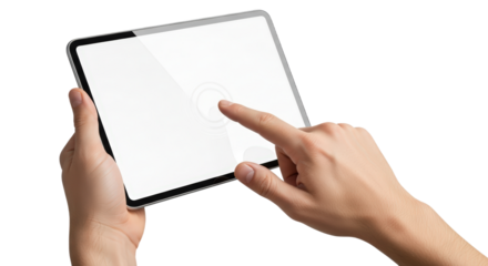Person Using Digital Tablet Isolated Transparent Background
