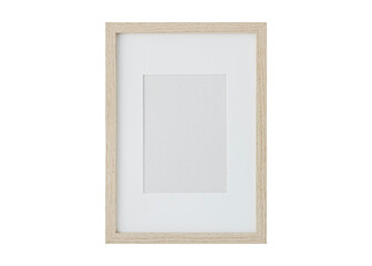 Empty wooden picture frame isolated on transparent background