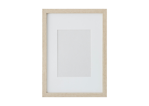 Empty wooden picture frame isolated on transparent background