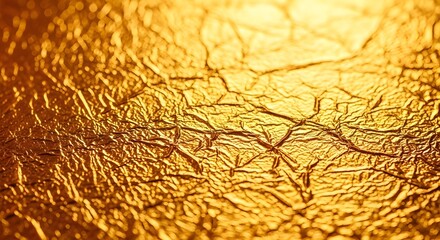 Obraz premium The golden texture of crumpled foil creates a luxurious and eyecatching background