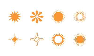 Collection of Orange Sun and Starburst Icons.