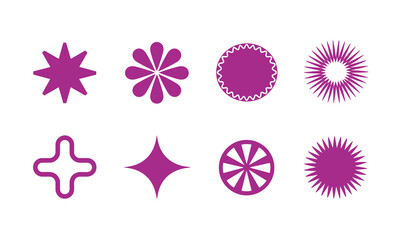 Collection of Purple Geometric Shapes on White Background.