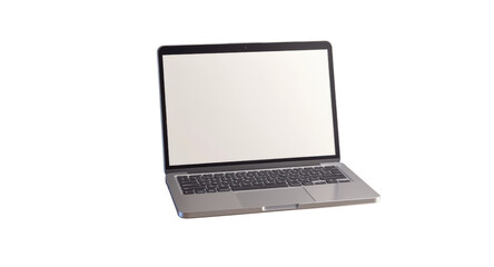 Sleek Silver Laptop with Blank Screen QWERTY Keyboard and Trackpad.