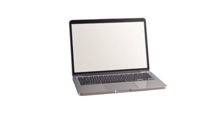Sleek Silver Laptop with Blank Screen QWERTY Keyboard and Trackpad.