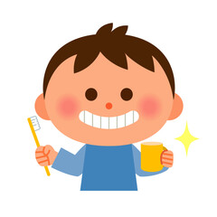 歯ブラシを持った子供