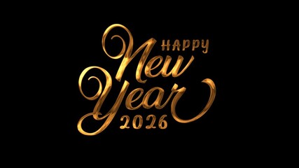 Elegant gold lettering happy new year 2026. Suitable for new years eve party invitations, social media posts, banners, and greeting cards. - Powered by Adobe