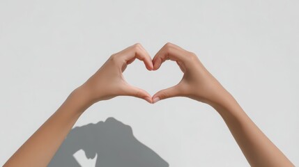 Obraz premium wedding minimal create Two hands forming a heart shape against a neutral background.