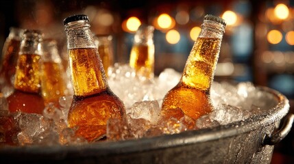 Chilled Bottled Beverages in Ice for Refreshing Experience