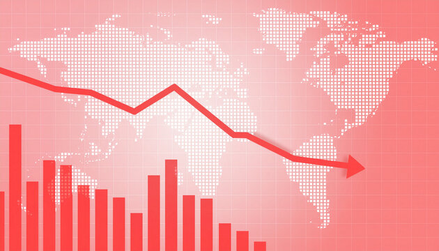 global financial decline red chart background - Powered by Adobe