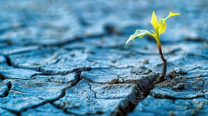Solitary Seedling Thriving Through Cracked Arid Earth, Symbolizing Personal Growth and Transformative Change
