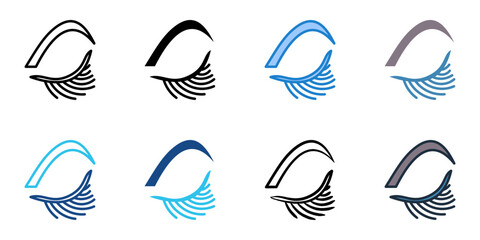 Eyelash extensions icon set multiple style collection 
