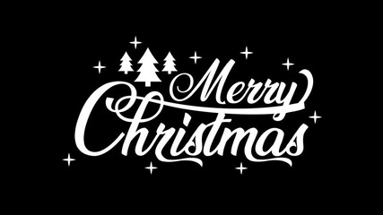 Merry christmas text animation with trees and stars. Festive holiday greeting card design. Suitable for christmas invitations, social media posts, and digital marketing materials. - Powered by Adobe