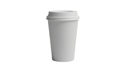 Plain White Tall Disposable Coffee Cup with Lid.