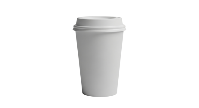 Plain White Tall Disposable Coffee Cup with Lid.