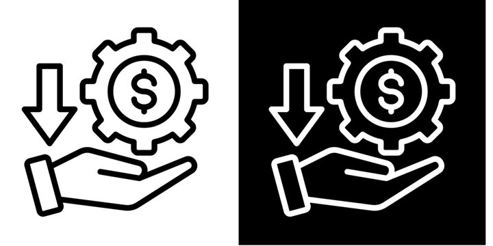 Cost Reduction  Icon Set White Style Collection
