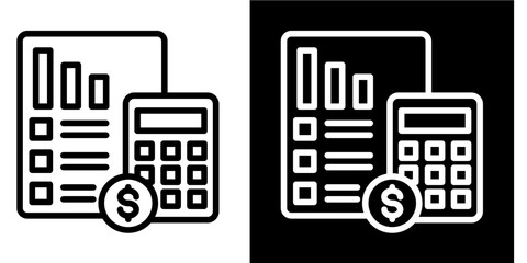 Cost Planning Report  Icon Set White Style Collection
