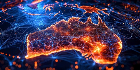 Modern digital map of Australia, ideal for travel and navigation themes.
