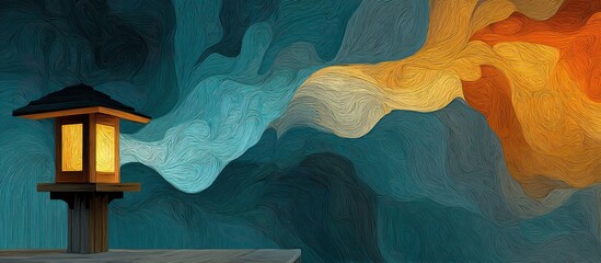 Abstract painting of a lantern