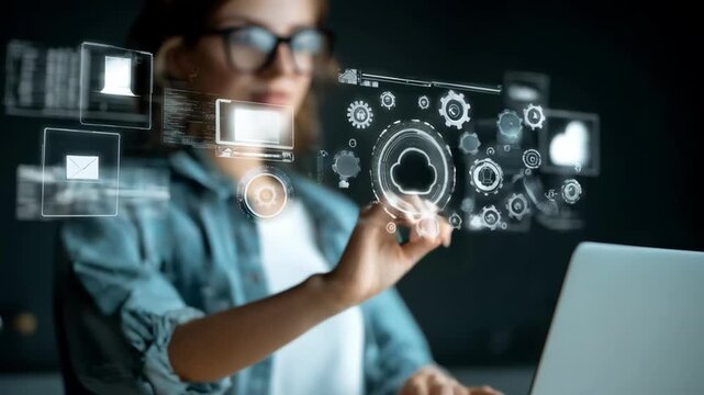 IT professional demonstrating app installation and configuration remotely through secure desktop support connections on a laptop.