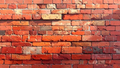 A Close up Textured Rustic Red Brick Wall With Visible Grain and Imperfections in Soft Sunlight