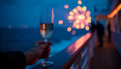 Celebrating a special occasion with sparkling champagne at sea under a starlit sky, perfect for luxury travel and unforgettable moments