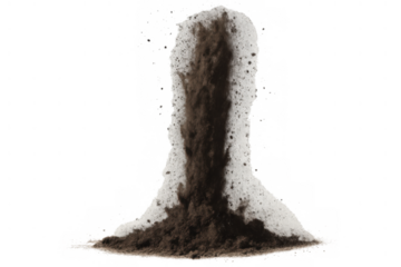 Chemical foam eruption expanding vertically, showing science experiment results and volcanic-like activity. Transparent background