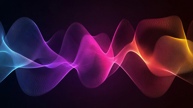 Abstract waveforms flow over a dark gradient background symbolizing energy movement rhythm and the visualization of sound or digital signals representing modern technology and dynamic design - Powered by Adobe